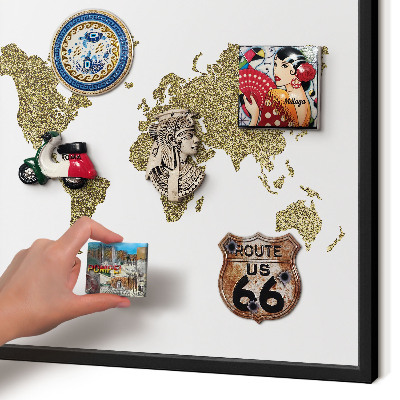 Panou magnetic mural decorativ cadru negru Harta lumii
