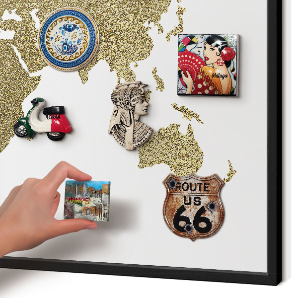 Panou magnetic mural decorativ cadru negru Harta lumii