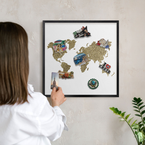 Panou magnetic mural decorativ cadru negru Harta lumii