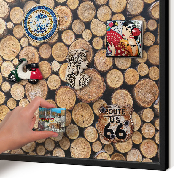 Panou magnetic mural decorativ cadru negru Cercuri de lemn