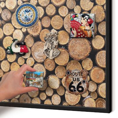 Panou magnetic mural decorativ cadru negru Cercuri de lemn