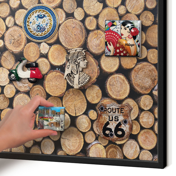 Panou magnetic mural decorativ cadru negru Cercuri de lemn
