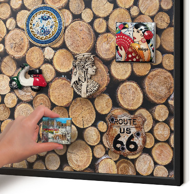 Panou magnetic mural decorativ cadru negru Cercuri de lemn