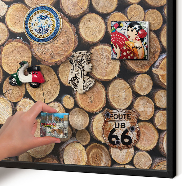 Panou magnetic mural decorativ cadru negru Cercuri de lemn