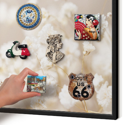 Panou magnetic mural decorativ cadru negru Flori bej