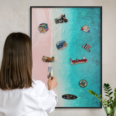 Panou magnetic mural decorativ cadru negru Relaxare de vară