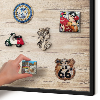 Panou magnetic mural decorativ cadru negru Scânduri de lemn