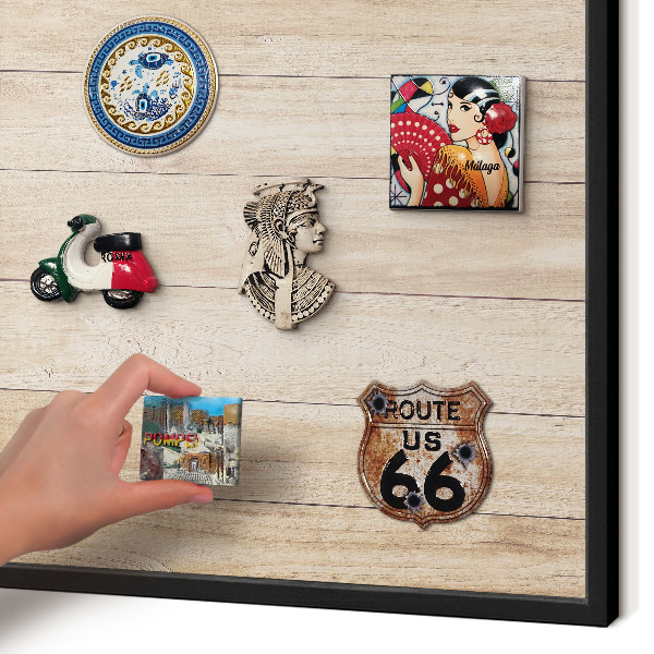 Panou magnetic mural decorativ cadru negru Scânduri de lemn