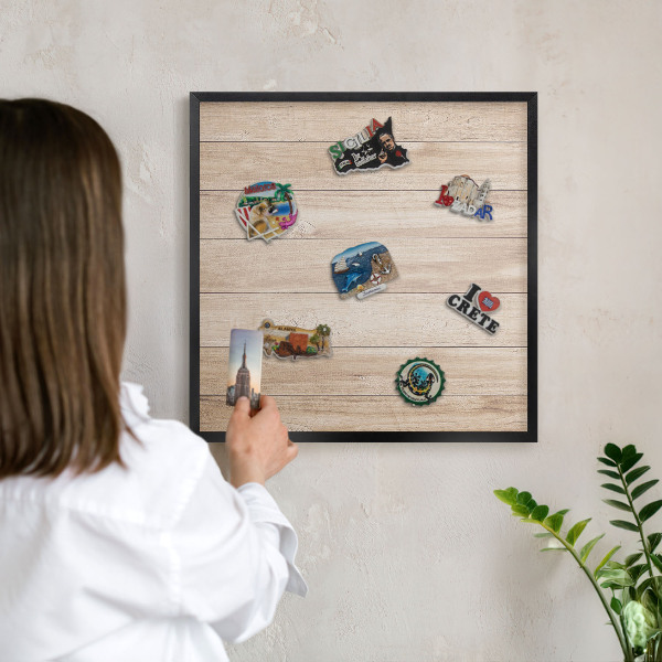 Panou magnetic mural decorativ cadru negru Scânduri de lemn
