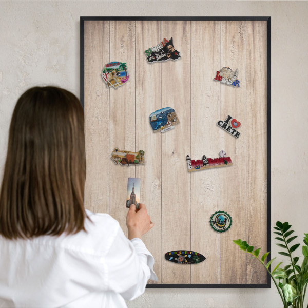 Panou magnetic mural decorativ cadru negru Scânduri de lemn