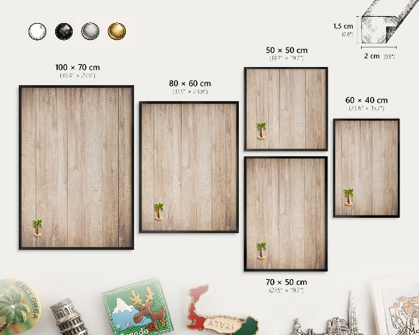 Panou magnetic mural decorativ cadru negru Scânduri de lemn