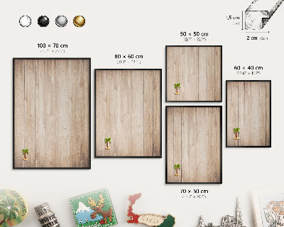 Panou magnetic mural decorativ cadru negru Scânduri de lemn