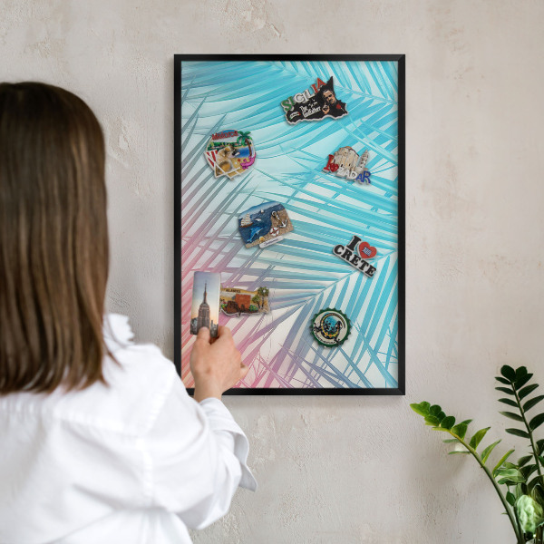 Panou magnetic mural decorativ cadru negru Eleganță tropicală