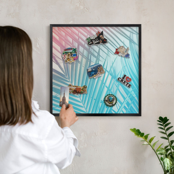 Panou magnetic mural decorativ cadru negru Eleganță tropicală