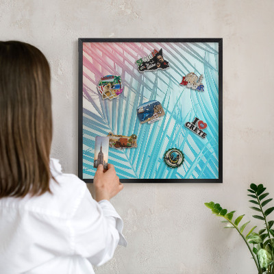 Panou magnetic mural decorativ cadru negru Eleganță tropicală