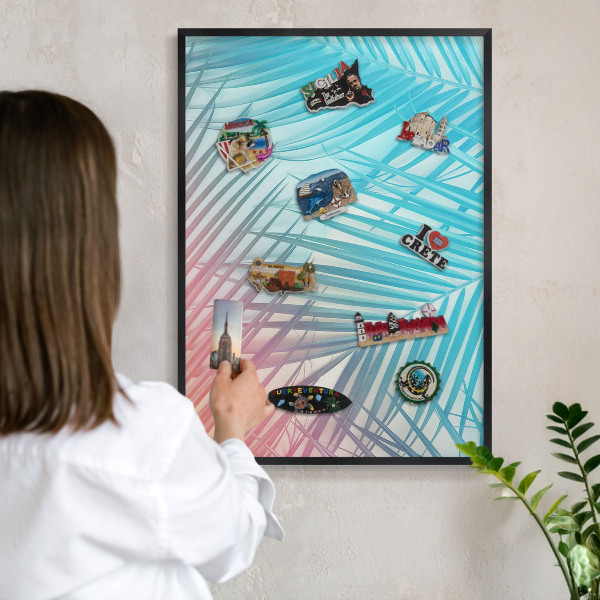 Panou magnetic mural decorativ cadru negru Eleganță tropicală