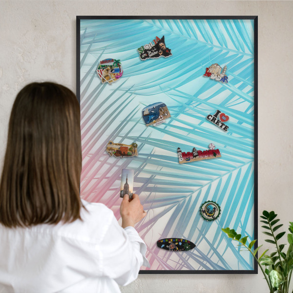 Panou magnetic mural decorativ cadru negru Eleganță tropicală