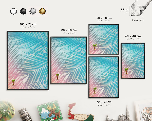 Panou magnetic mural decorativ cadru negru Eleganță tropicală