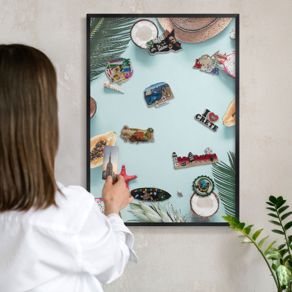 Panou magnetic mural decorativ cadru negru Vacanță tropicală