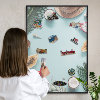 Panou magnetic mural decorativ cadru negru Vacanță tropicală