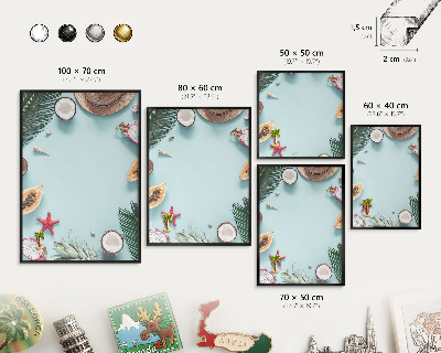 Panou magnetic mural decorativ cadru negru Vacanță tropicală
