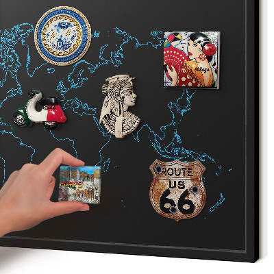 Panou magnetic mural decorativ cadru negru Harta lumii