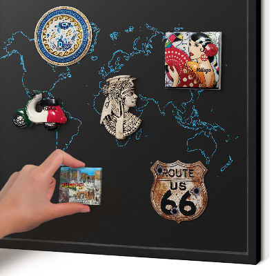 Panou magnetic mural decorativ cadru negru Harta lumii