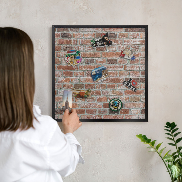 Panou magnetic mural decorativ cadru negru Zid de cărămidă
