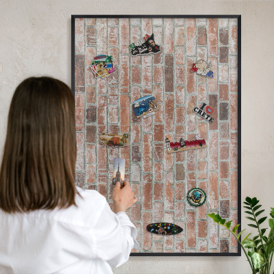 Panou magnetic mural decorativ cadru negru Zid de cărămidă