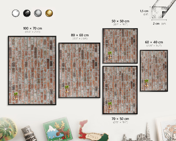 Panou magnetic mural decorativ cadru negru Zid de cărămidă