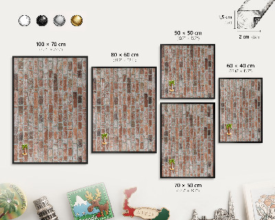 Panou magnetic mural decorativ cadru negru Zid de cărămidă