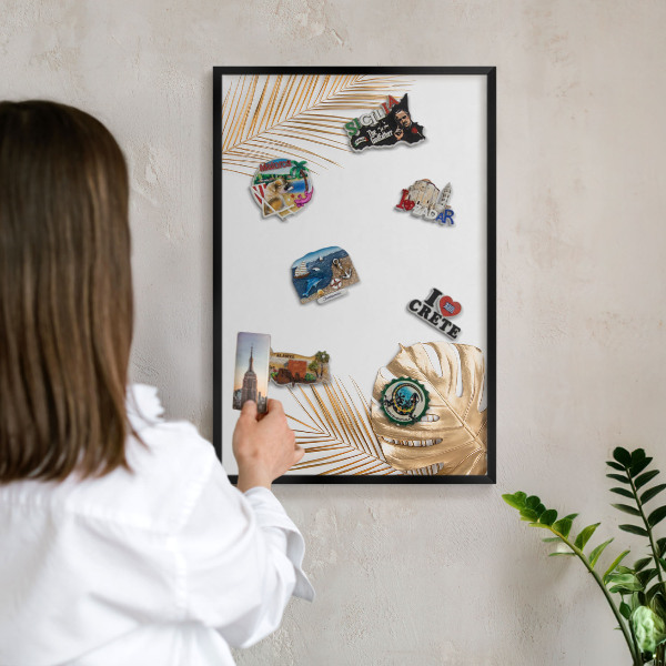 Panou magnetic mural decorativ cadru negru Frunze elegante