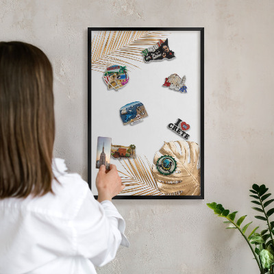 Panou magnetic mural decorativ cadru negru Frunze elegante