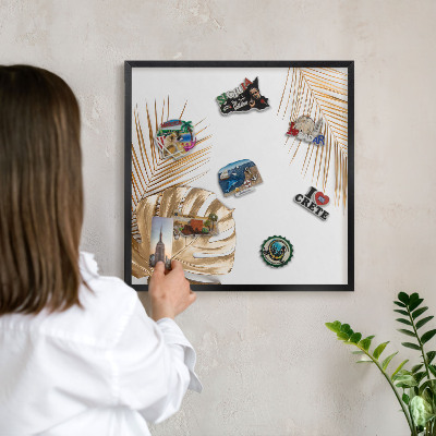 Panou magnetic mural decorativ cadru negru Frunze elegante