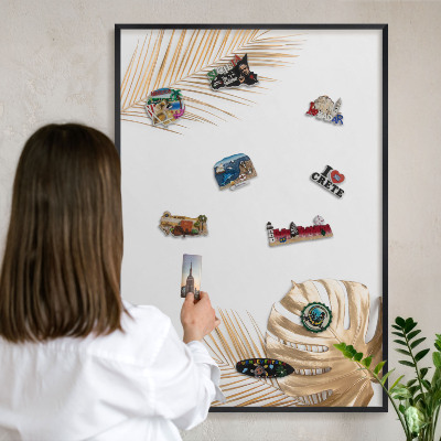 Panou magnetic mural decorativ cadru negru Frunze elegante