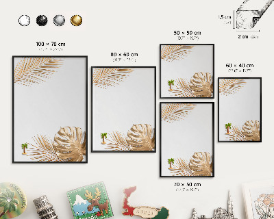 Panou magnetic mural decorativ cadru negru Frunze elegante