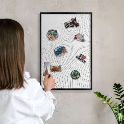 Panou magnetic mural decorativ cadru negru Unde liniare