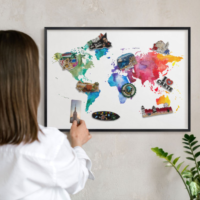 Panou magnetic mural decorativ cadru negru Hartă de culori