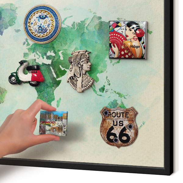 Panou magnetic mural decorativ cadru negru Harta lumii