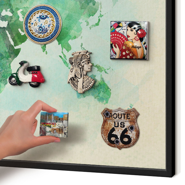 Panou magnetic mural decorativ cadru negru Harta lumii