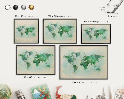 Panou magnetic mural decorativ cadru negru Harta lumii