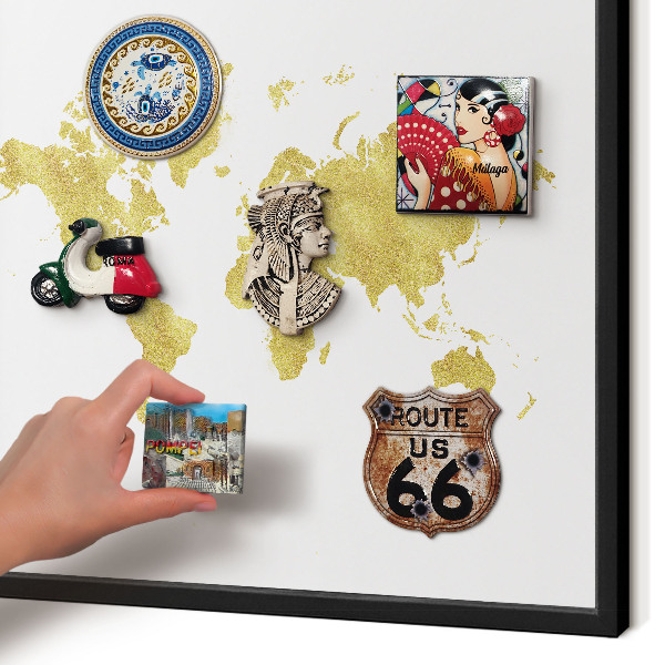Panou magnetic mural decorativ cadru negru Harta lumii