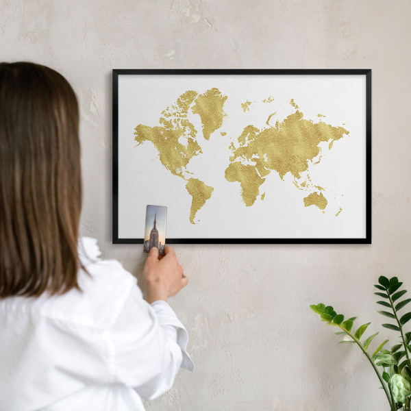 Panou magnetic mural decorativ cadru negru Harta lumii