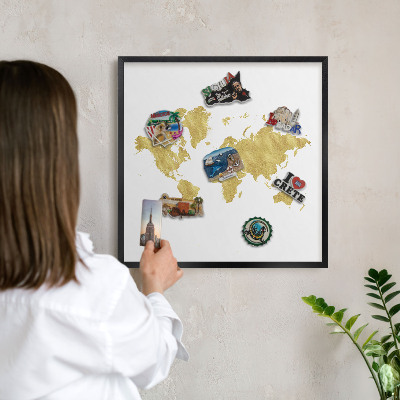 Panou magnetic mural decorativ cadru negru Harta lumii