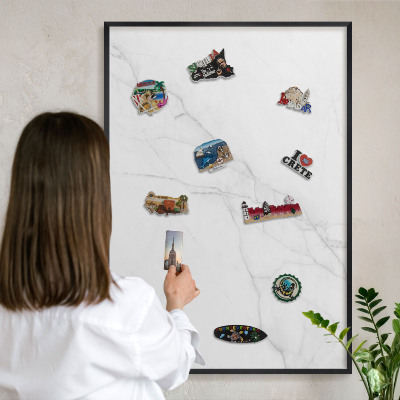 Panou magnetic mural decorativ cadru negru Model de marmură