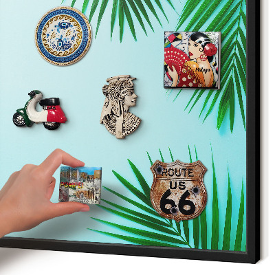 Panou magnetic mural decorativ cadru negru Frunze verzi