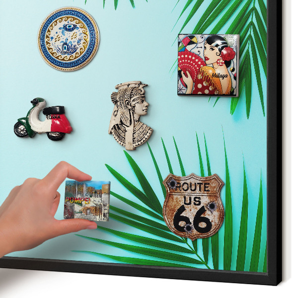 Panou magnetic mural decorativ cadru negru Frunze verzi