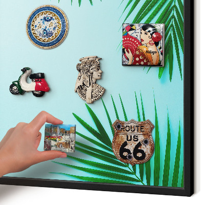 Panou magnetic mural decorativ cadru negru Frunze verzi
