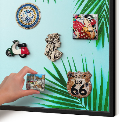 Panou magnetic mural decorativ cadru negru Frunze verzi