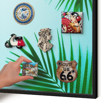 Panou magnetic mural decorativ cadru negru Frunze verzi